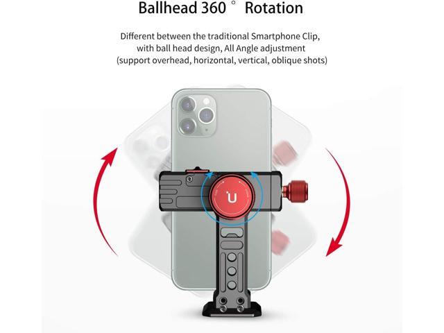 Cell Phone Tripod Mount, ULANZI ST-14 Smartphone Tripod Mount Adapter Aluminum with Cold Shoe, 360° Cell Phone Stand Holder Clamp for iPhone16 15...