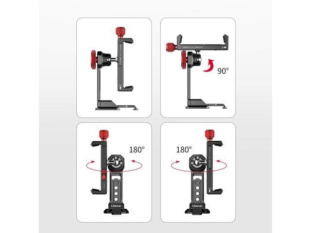 Cell Phone Tripod Mount, ULANZI ST-14 Smartphone Tripod Mount Adapter Aluminum with Cold Shoe, 360° Cell Phone Stand Holder Clamp for iPhone16 15...