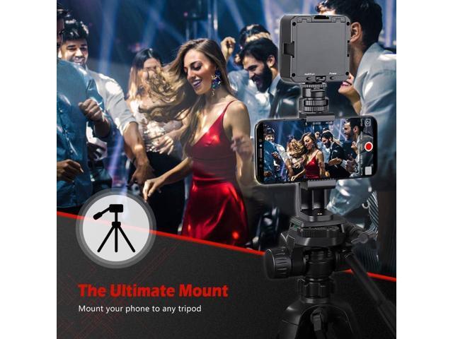Zeadio Tripod Smartphone Mount, Cell Phone Holder Adapter Clamp with Cold-Shoe Mount, Selfie Stick and Monopod Adjustable Clamp, Fits for All...