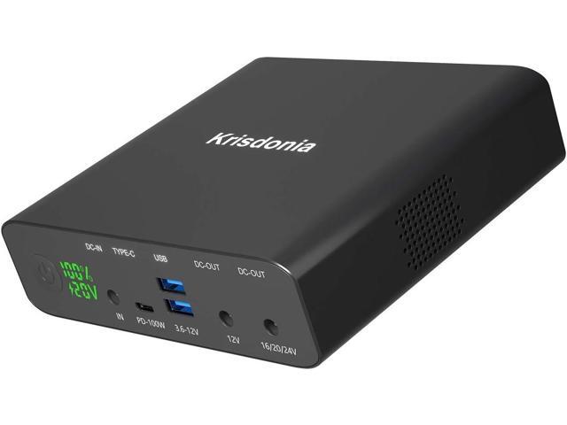 Krisdonia Portable Laptop Charger 32000mAh 100W PD Power Bank, External Battery Pack with 1 USB-C PD3.0 Port, 2 DC Ports, 2 USB QC3.0 Ports for...