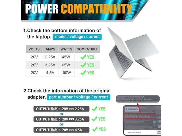 AC Adapter 90W 20V 4.5A Laptop Charger for Lenovo ThinkPad X1 Carbon T440 E431 G410 45N0237 45N0236 45N0239 344428U ThinkPad T431s Z510 PA-1900-081...