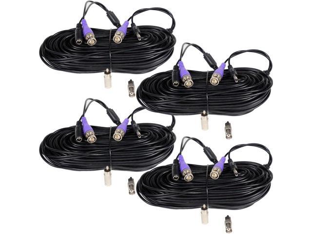 VideoSecu 4 Pack 100ft Video Power HD Security Camera Cables Pre-made All-in-One Extension Wire Cord with BNC RCA Connectors for 960H HD-CVI HD-TVI...