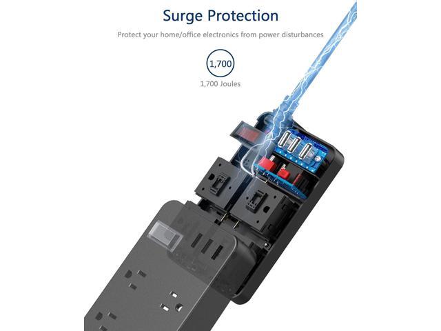 Outdoor Power Strip Weatherproof,Waterproof Surge Protector with 4 Outlets,3 USB,Shockproof Overload Protection, Multi Outlet Extension for...