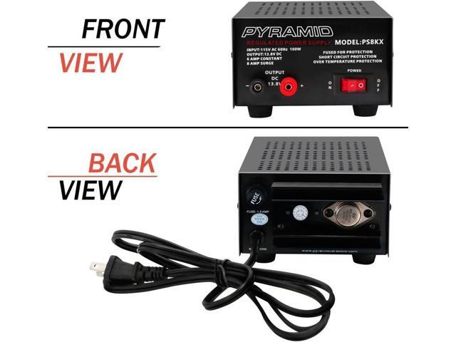 Pyramid Universal Compact Bench Power Supply - 6 Amp Linear Regulated Home Lab Benchtop AC-to-DC 12V Converter w/ 13.8 Volt DC 115V AC 100 Watt...