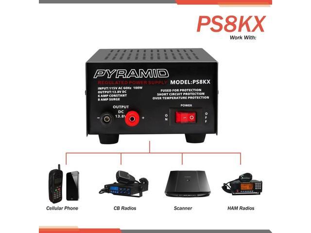 Pyramid Universal Compact Bench Power Supply - 6 Amp Linear Regulated Home Lab Benchtop AC-to-DC 12V Converter w/ 13.8 Volt DC 115V AC 100 Watt...