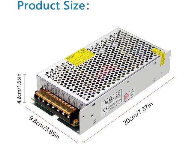 SHNITPWR 12V 15A 180W Power Supply Adapter 110V / 220V AC to DC Universal Regulated Switching Power Converter Transformer LED Driver for LED Light...