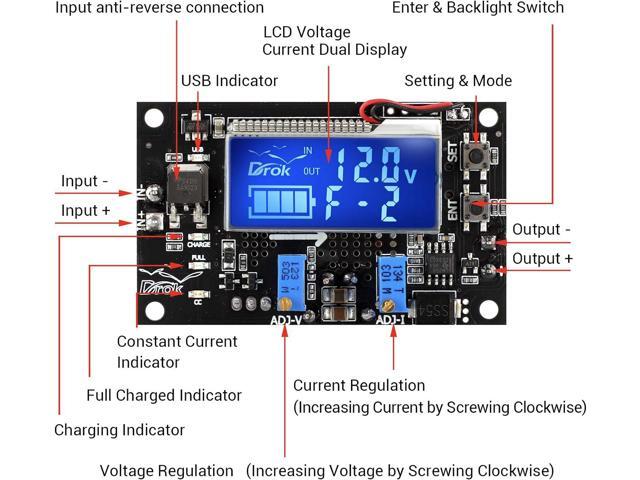 DROK Buck Boost Voltage Regulator, DROK DC 6-30V to DC 0.5-30V 5V 12V 24V Adjustable Voltage Converter, 4A 60W Power Supply Step Up Down...