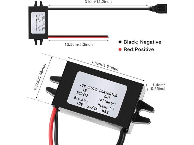 Weewooday 12v to 5v Dc Converter Buck Module USB Output Power Adapter Dc Car Power Converter Regulator(2 Pieces)