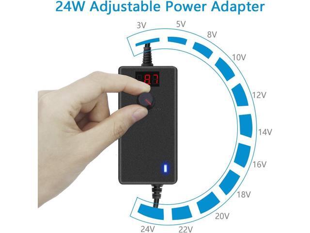 SHNITPWR Universal Power Adapter 3V ~ 24V 1A 24W AC Adapter 3V 5V 6V 9V 12V 15V 18V 19V 20V 24V 500mA 1000mA Adjustable Power Supply Converter...