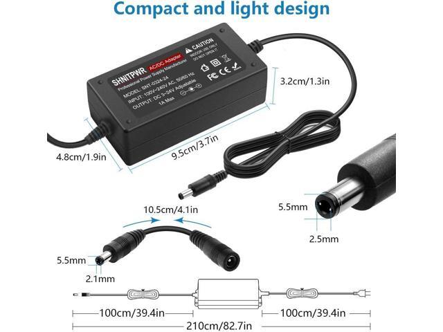 SHNITPWR Universal Power Adapter 3V ~ 24V 1A 24W AC Adapter 3V 5V 6V 9V 12V 15V 18V 19V 20V 24V 500mA 1000mA Adjustable Power Supply Converter...