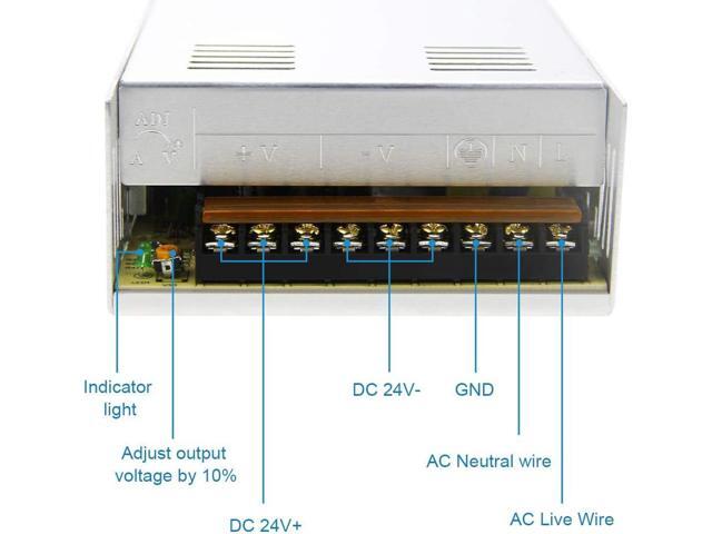 SHNITPWR 24V DC Power Supply 15A 360W AC/DC Adapter, 24 Volt 15 Amp Switching Power Converter Transformer LED Driver 110V / 220V AC in for LED...