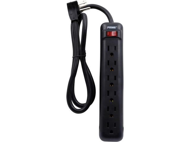 Prime Wire & Cable PB922009 6-Outlet Power Strip with Right Angle Plug and 14-3 SJT 3-Feet Cord,Black