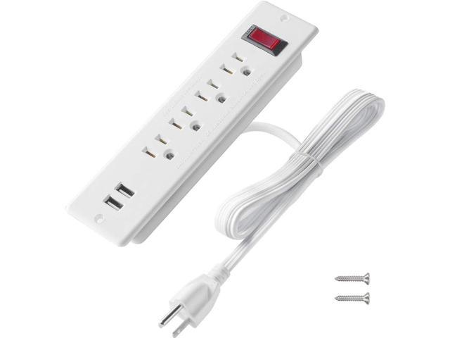 Mountable Power Strip Recessed Power Strip with USB 4 Outlet 2 USB Multiple Protection Built in Conference Desk Counter Workbench for PC Home...