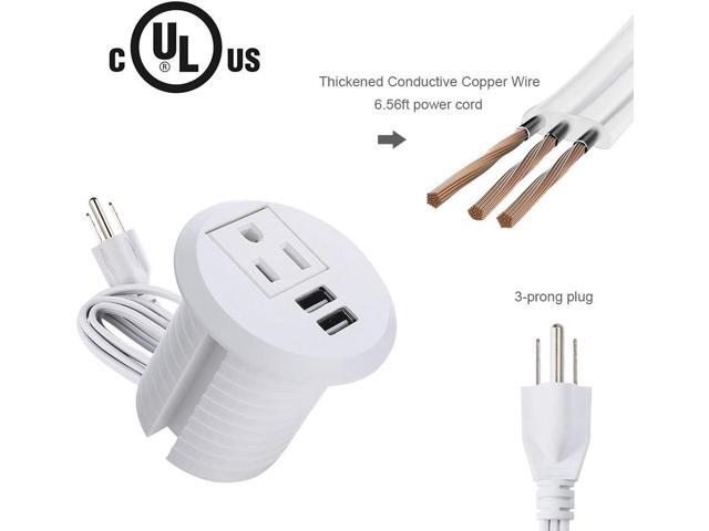 Maggie Desktop Power Grommet,2inch Hole Table Power Grommet Outlet with 2 USB Charging Ports,6.5ft Extension Cord Desk Power Strip with 1 Outlets...