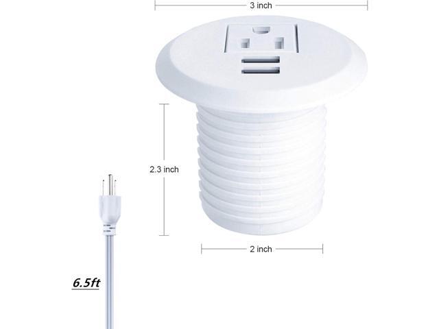 Maggie Desktop Power Grommet,2inch Hole Table Power Grommet Outlet with 2 USB Charging Ports,6.5ft Extension Cord Desk Power Strip with 1 Outlets...