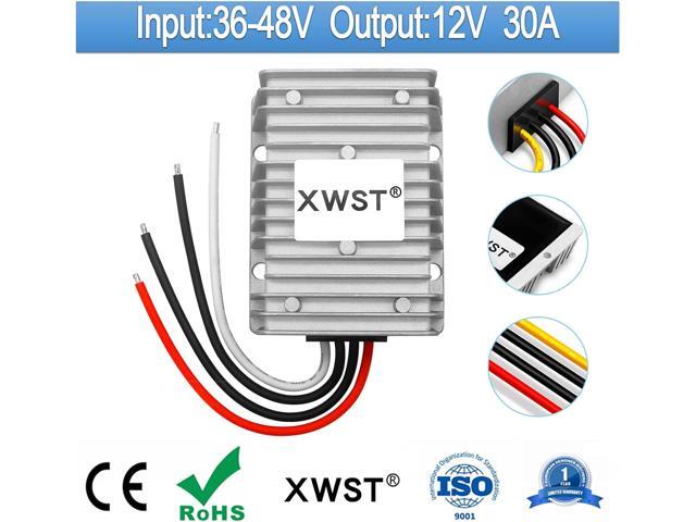 XWST DC/DC Converter Regulator 36V 48V Step Down to 12V 30A 360W Reducer Buck Power Converter Waterproof Module Transformer for Golf Cart Club Car