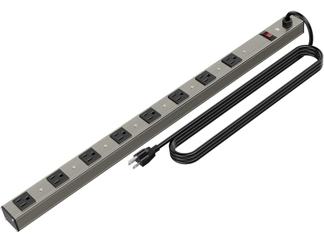 8 Outlets Surged Aluminum Alloy Heavy Duty Metal Socket Power Strip,Oviitech 6-Foot Long Extension Cord with Surge Protection. ETL...
