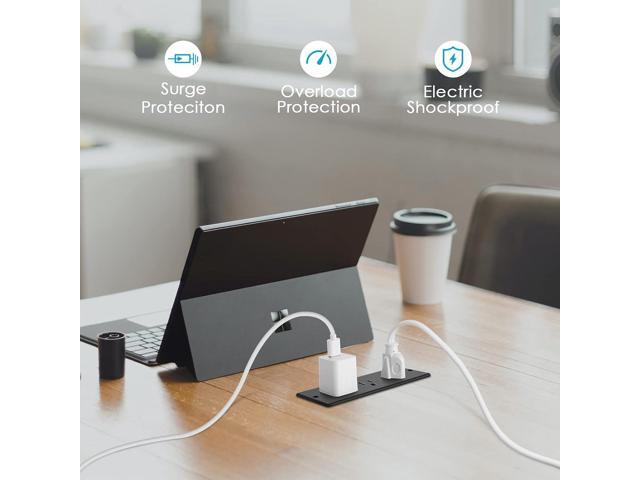 Conference Recessed Power Strip Socket Waterproof,Furniture Recessed Power Strip,Flush Mount with 3 Outlets,6ft Extension Cord with Flat Plug