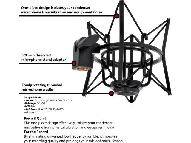 LyxPro MKS1-B Condenser Spider Microphone Shockmount, Anti Vibration and Isolation - Black