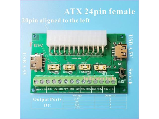 PSU Breakout Board ATX Power Supply DC 12V 5V 3.3V Splitter Module Desktop Adapter to USB A Hub Connector Computer Power Source Multi Port Output...