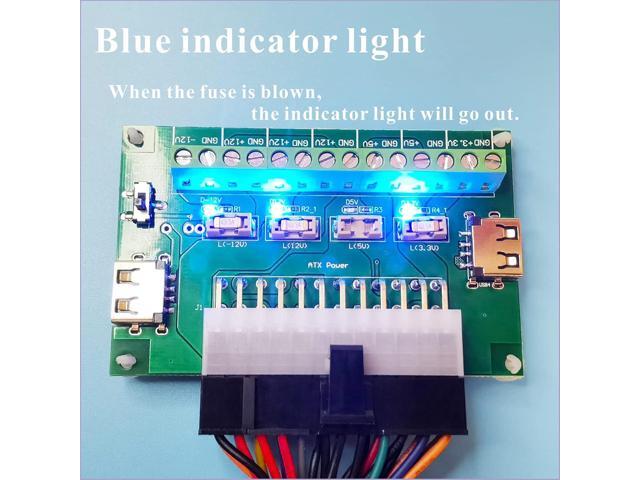 PSU Breakout Board ATX Power Supply DC 12V 5V 3.3V Splitter Module Desktop Adapter to USB A Hub Connector Computer Power Source Multi Port Output...