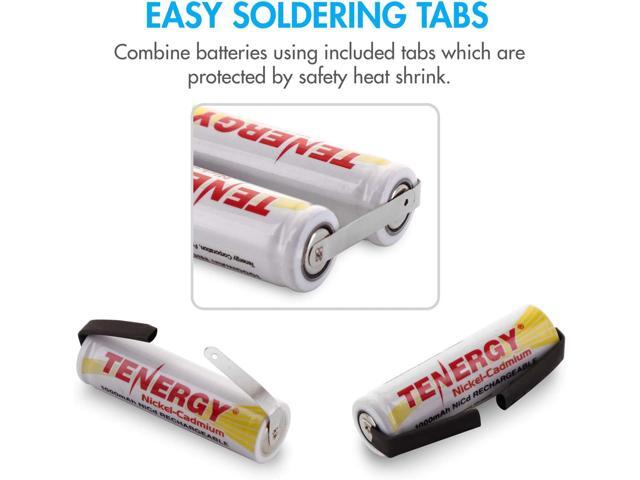 Tenergy Rechargeable 1.2V AA NiCD Battery, 1000mAh High Capacity Batteries Flat Top with Tabs for Shavers, Trimmers, Razors, 12 Pack