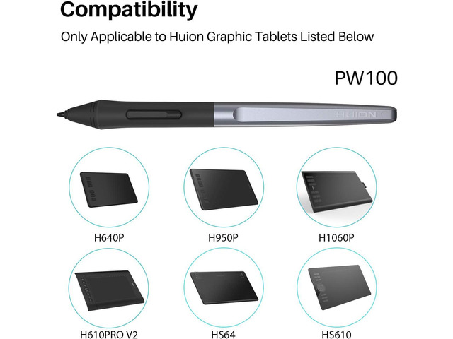 HUION PW100 Battery-Free Stylus for Huion Inspiroy H640P H950P H1060P H610Pro V2 HS610 HS64 H420X H580X H610X Graphics Tablet