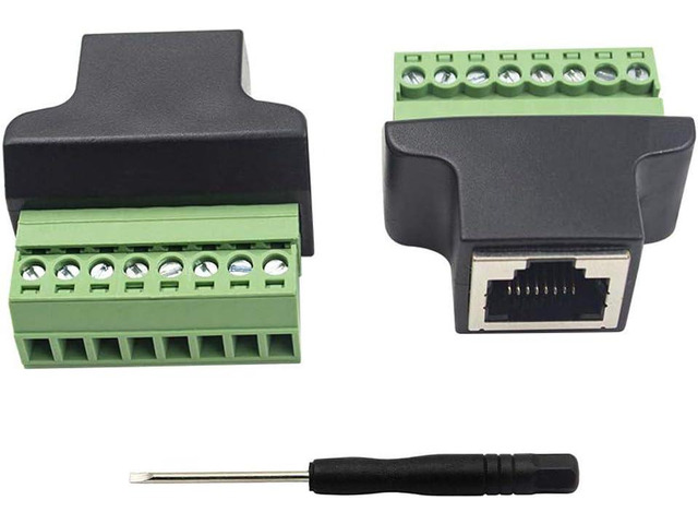Poyiccot RJ45 Breakout, RJ45 Screw Terminal Adaptor Connector, 2-Pack 8p8c Female Jack to 8 Pin Screw Terminal Connector for Cat7 Cat6 Cat5 Cat5e...