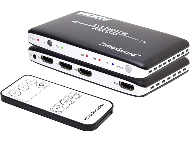 4K x 2K 3 Port 3 x 1 HDMI Switch with PIP(Picture in Picture) and IR Wireless Remote Control, HDMI Splitter Switcher Hub Port Switches (ZW310)