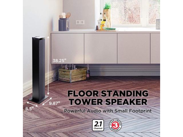 GOgroove Bluetooth Tower Speaker with Subwoofer Built in - Floorstanding Home Speaker with Powerful Bass and Dual Drivers, 120W Peak Power, MP3...