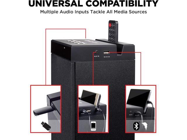 GOgroove Bluetooth Tower Speaker with Subwoofer Built in - Floorstanding Home Speaker with Powerful Bass and Dual Drivers, 120W Peak Power, MP3...