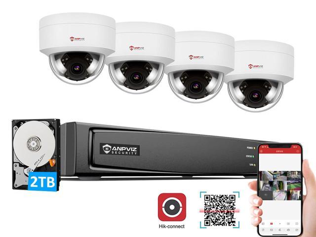 Anpviz 5MP IP POE Security Camera System Indoor, 8CH 4K H.265 NVR with 2TB HDD with 4 5MP Outdoor IP POE Dome Cameras Home Security System with.