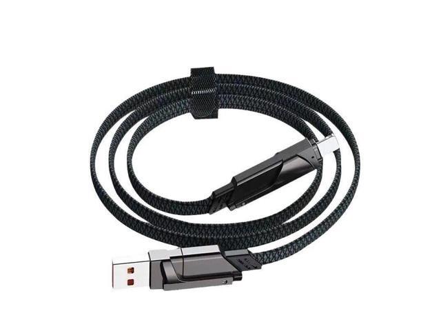 GREENTECH 4-IN-1 CABLE USB-C (6FT) 100W USB-C CHARGER CABLE WITH HOOK LOOP FASTENER COMPATIBLE WITH MACBOOK, IPAD, IPHONE, GALAXY, SWITCH (BLACK...