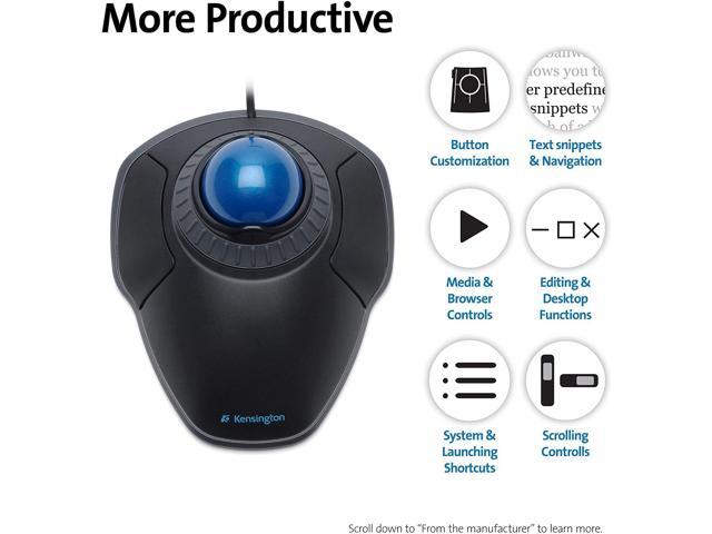 Kensington - Orbit 72337 Optical Gaming Ambidextrous Mouse with Scroll Ring - Wired - Black and Blue - image 10