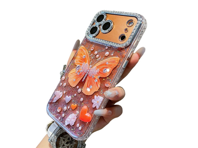 For iPhone 18 Pro Max,Sparkly Clear Phone Case Cover Fashion Butterfly Crystal Bling Rhinestone