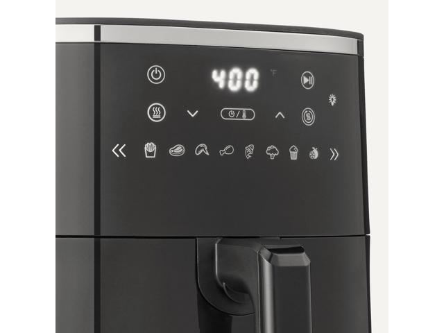 Fashion 6-Quart Air Fryer with Easy View Window, 8 Preset Menus, 1550W, Black