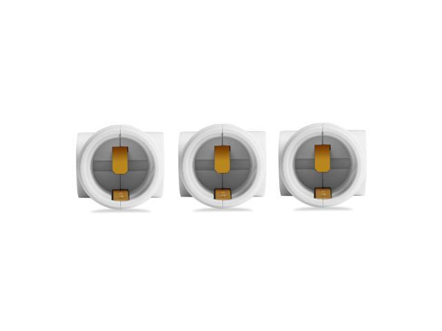 2 Outlet Light Socket to Plug Adapter, Electrical Screw in Light Bulb Socket Outlet Adapter, Lamp Holder, Dual Polarized E26 ETL, White (3PACK)
