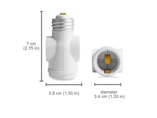 2 Outlet Light Socket to Plug Adapter, Electrical Screw in Light Bulb Socket Outlet Adapter, Lamp Holder, Dual Polarized E26 ETL, White (3PACK)