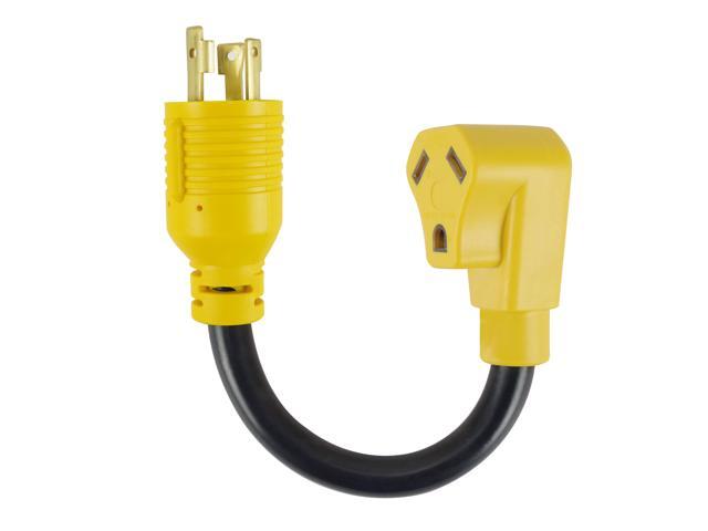 3 Prong RV Generator Adapter Cord,NEMA L5-30P to TT-30R,30 Amp 125V Generator to RV Adapter with 1FT,Heavy Duty STW 10/3 Cord, Yellow