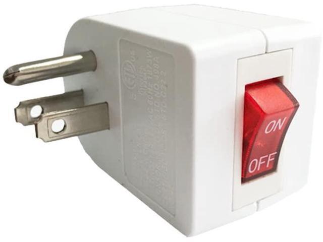 oviitech 3 Pack Grounded Outlet Wall Tap Adapter with On/Off Power Switch,Single Outlet with Switch in White