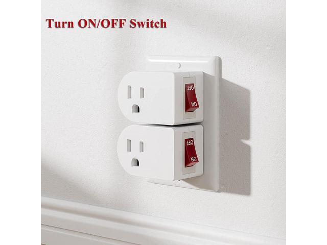 oviitech 3 Pack Grounded Outlet Wall Tap Adapter with On/Off Power Switch,Single Outlet with Switch in White