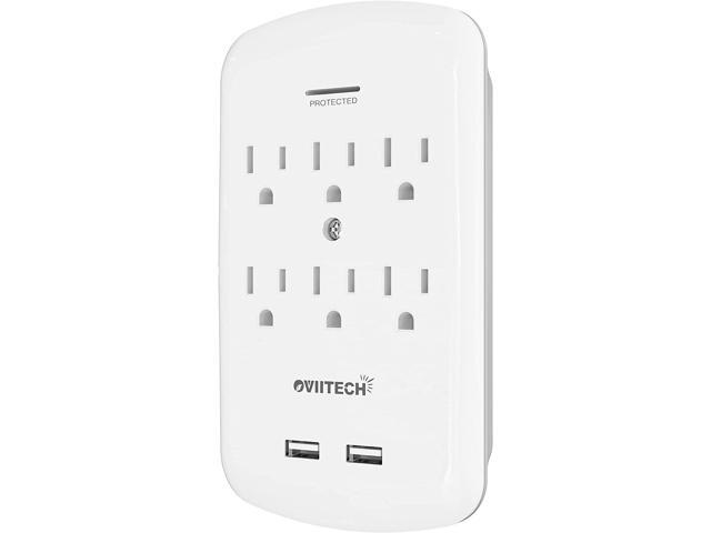 Oviitech 6 Outlet Surge Protector,900 Joules Wall Adapter Tap with 2 USB Charger, Dual 3.1A USB Ports, 3-Prong Wall Mount Outlet Plugs,ETL...