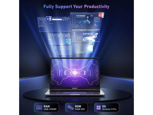 Silvery Laptop 15.6 FHD 16GB DDR4 512GB SSD, Intel Quad-Core 12th Alder Lake N95(Up to 3.4GHz) Laptop Computers with Metal Body Support 2.4G/5G...
