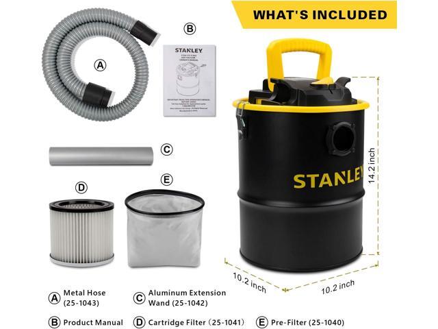 STANLEY Ash Vacuum Cleaner, Portable 4 Gallon Capacity Ash Vac Canister, Powerful 4 Peak HP Horsepower Motor, Ideal for Pellet Stoves, BBQ Grills,...