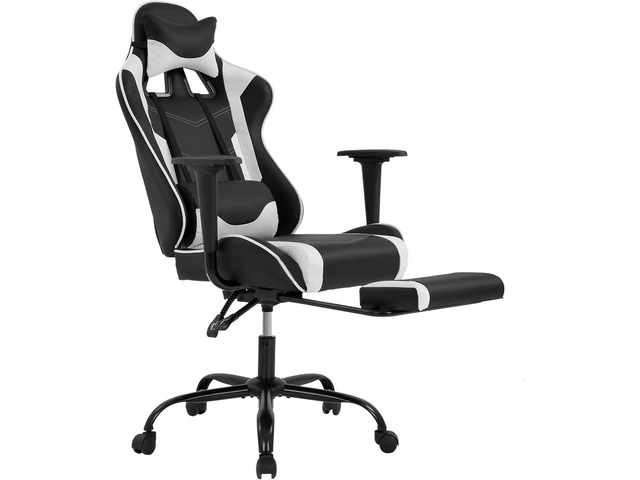 Ergonomic Office Chair PC Gaming Chair Cheap Desk Chair Executive PU Leather Computer Chair Lumbar Support with Footrest Modern Task Rolling Swivel...