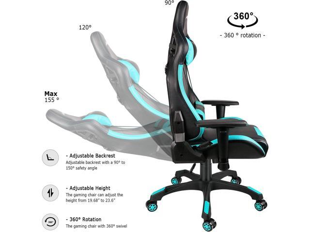 Leopard Gaming Chair, High Back PU Leather Office Chair, Adjustable Video Gaming Chairs, Swivel Racing Chair with Adjustable Armrest (Black/Light...