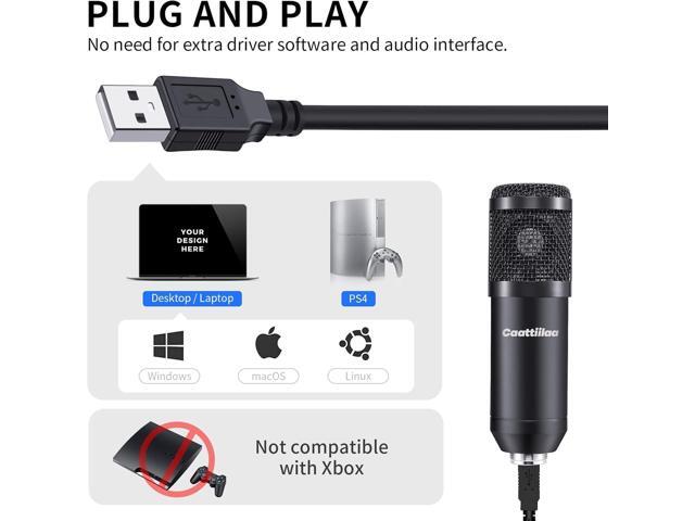 Caattiilaa USB Microphone - PC Streaming Podcast Microphone, Recording Microphone, Gaming Microphone, 192KHZ/24Bit Condenser Mic, USB Mic Kit with...