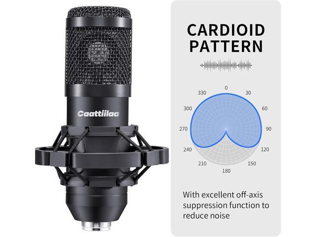 Caattiilaa USB Microphone - PC Streaming Podcast Microphone, Recording Microphone, Gaming Microphone, 192KHZ/24Bit Condenser Mic, USB Mic Kit with...