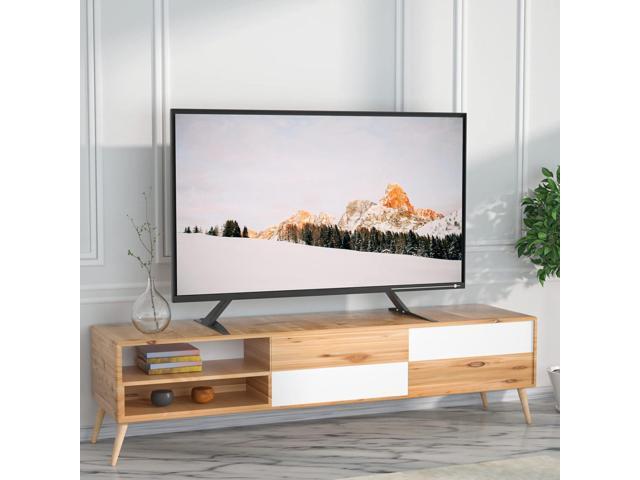 WALI Universal TV Stand 55 inch TV, TV Stand Mount for 22-65 Inch LCD Flat Screen TVs, Table Top TV Stands Holds up to 110lbs Mounting Holes up to...
