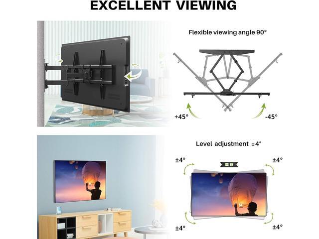 Full Motion TV Wall Mount for Most 37-86 inch TV, Swivel and Tilt Mount with Dual Articulating Arms Up to 132lbs, VESA 600x400mm, 16' Wood Studs,...